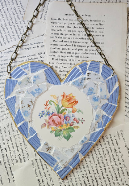 1940's Plate Mosaic Heart