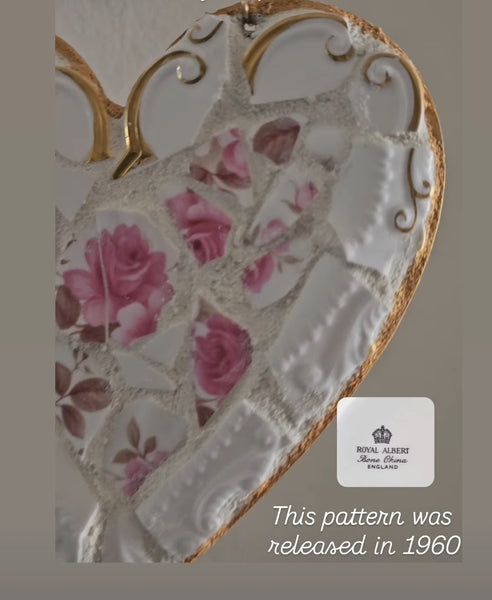 1960's Vintage Plate Mosaic Heart