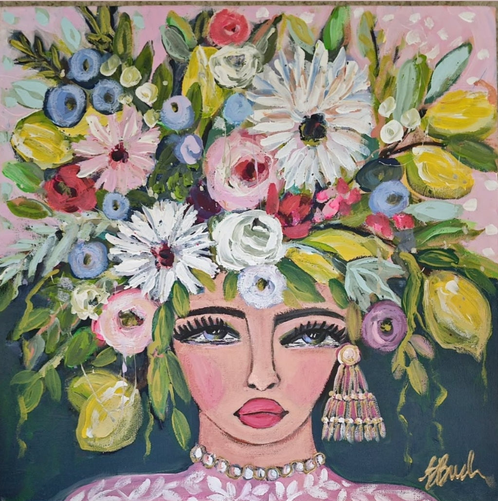 Lemons and Fresh Blooms 16x16