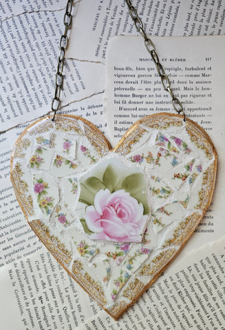 1930's Vintage Plates Mosaic Heart