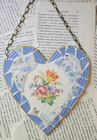 1940's Plate Mosaic Heart