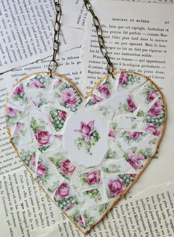 Late 1800's Plate Mosaic Heart