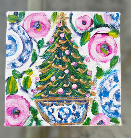 Roses and Chinoiserie 4x4"