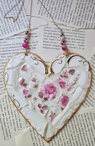 1960's Vintage Plate Mosaic Heart