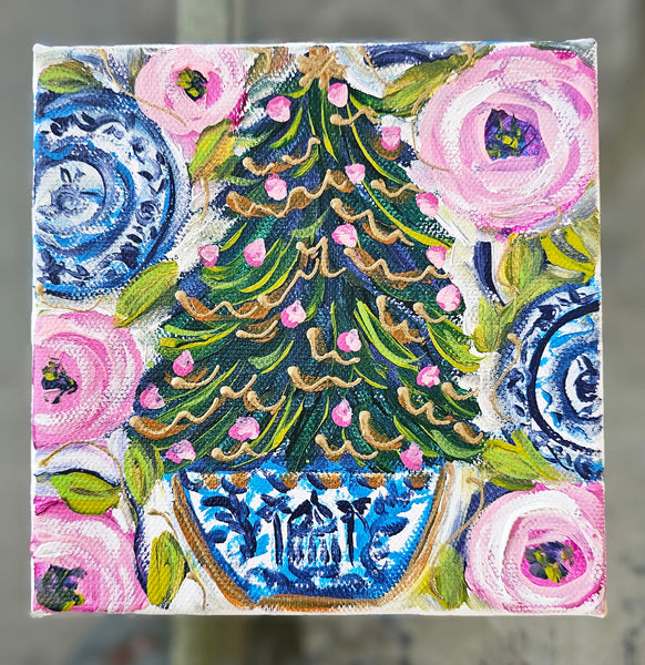 Roses and Chinoiserie 6x6