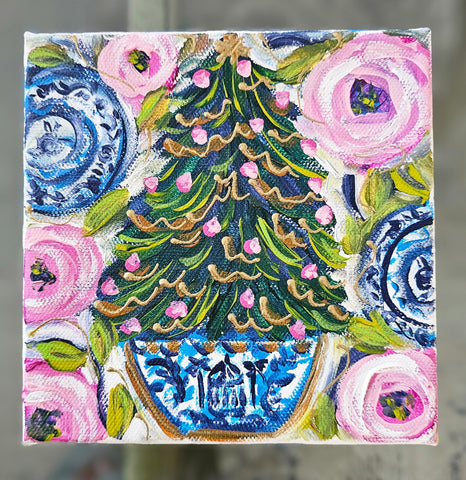 Roses and Chinoiserie 6x6