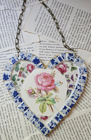 1940's Plate Mosaic Heart